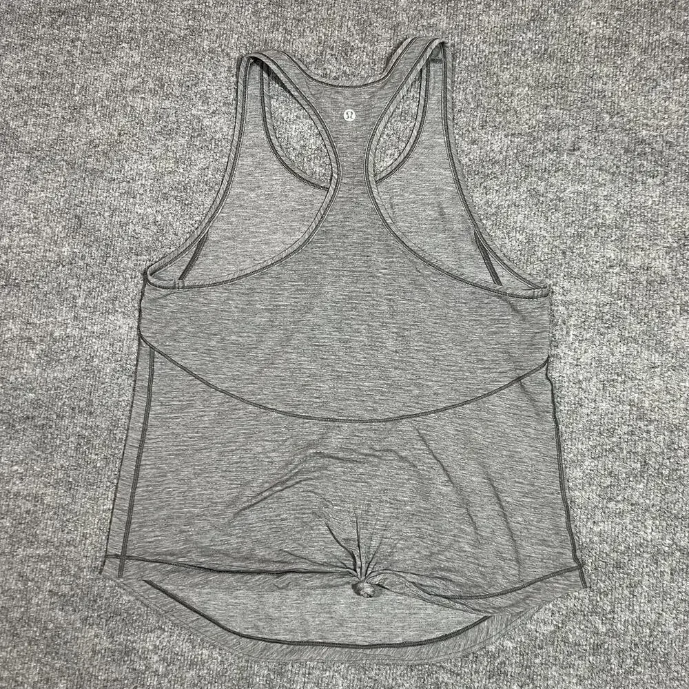 Lululemon Tank Top Womens Medium Gray Racerback Tie Back Lightweight Yoga Gym - Picture 2 of 7